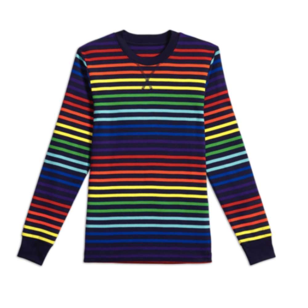 NWT Primary Grownup PJ Top Navy Double Rainbow - Picture 3 of 8